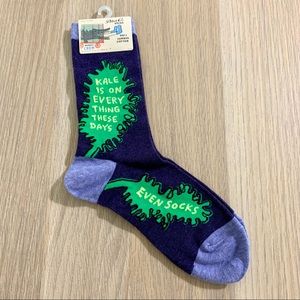 Blue Q “Kale Is On Everything These Days” Women’s Crew Socks, NWT